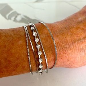 Silver and Rhinestone Multi-strand Bracelet